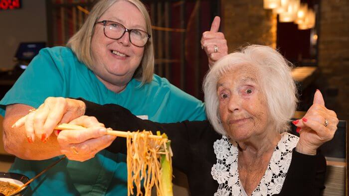 88-year-old care home resident enjoys her first trip to Wagamama