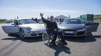Care home resident fulfils dream of driving supercars with 120mph racetrack experience